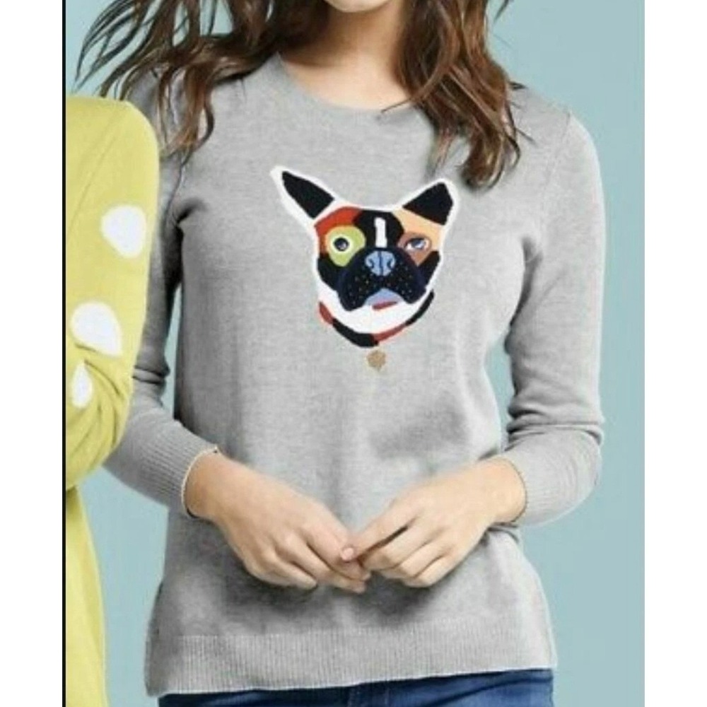 LISA‎ TODD Plus 3X FRENCHIE DOG Lover Sweater Lightweight Cotton Intarsia Anthro